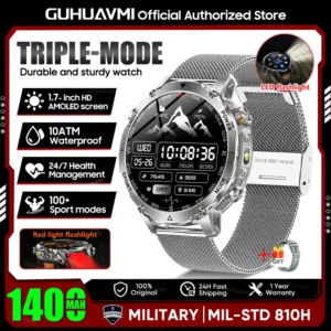 2026 New TANK Ultra 1400mAh Battery Military Smart Watch 10ATM Waterproof Heart Rate Tactical LED Flashlight Men Sports Bracelet — image 12