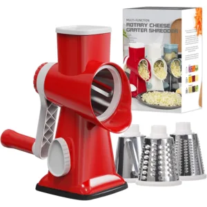 LMETJMA 3 in 1 Rotary Cheese Grater Versatile Manual Vegetable Slicer Peanut Nuts Grinder Cheese Vegetable Shredder Clear JT242 — image 8