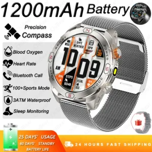 ChiBear Genuine Military Smart Watch Men: 1200 mAh Battery Compass GPS Sports Outdoor Watch Bluetooth Call Smartwatch 2026 New — image 9
