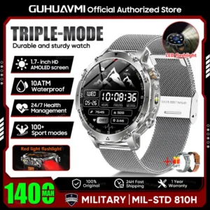 2026 New TANK Ultra 1400mAh Battery Military Smart Watch 10ATM Waterproof Heart Rate Tactical LED Flashlight Men Sports Bracelet — image 18