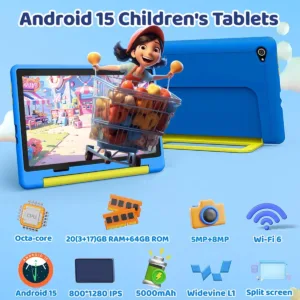 Kid Tablet Android 15 Tablet for Kids 10 inch 20GB+64GB 8-Core with Case 1TB TF Expandable for Toddler Children Parental Control — image 4