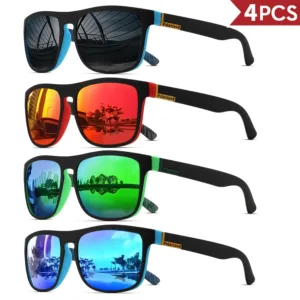 4PCS Men Classical Square Polarized Sports Sunglasses Lightweight PC Frame UV400 for Driving Fishing Cycling Unisex Durability — image 2