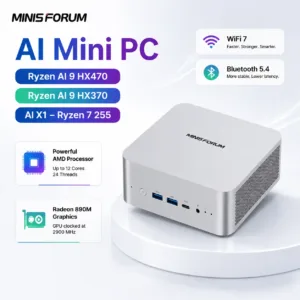 MINISFORUM AI X1  Mini PC AMD Ryzen 9 AI HX 470 128GB 4TB SSD OCuLink WiFi7 BT5.4 Windows 11 Copilot Office Gaming Computer