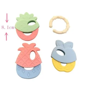 Baby Fruit Style Soft Rubber Rattle Teether Toy Newborn Chews Food Grade Silicone Teethers Infant Training Bed Toy Chew Toys Kid — image 3