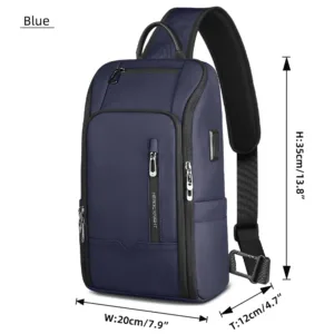 HK Anti-theft Men's Shoulder Bag Waterproof Chest Crossbody Bag with USB Oxford Leisure Satchel Multi-Pockets Sling Bag for Male — image 7