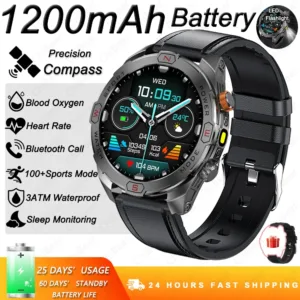 ChiBear Genuine Military Smart Watch Men: 1200 mAh Battery Compass GPS Sports Outdoor Watch Bluetooth Call Smartwatch 2026 New — image 11