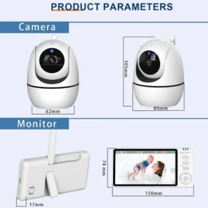 5 Inch Video Baby Monitor With Camera PTZ Zoom Babyphone Cam Security Protection Surveillance Cameras Temperature Sensor Lullaby — image 6