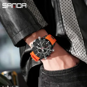 SANDA New 6162 Fashionable Men's Electronic Watch Sports Fashion Multifunctional Waterproof LED Men's Electronic Watch 2025 — image 3