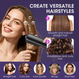 Portable Hair Straightener Brush 4 Temp Setting Cordless Straightening Comb LED Display Ceramic Coating Ionic Technology USB — image 3