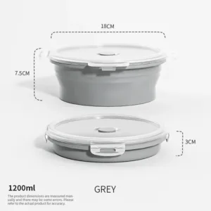 Collapsible Food Storage Containers Foldable Silicone Lunch Containers with Lids, Rectangle Collapsible Bowls Round Food Bowls — image 9