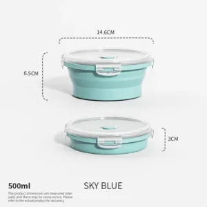 Collapsible Food Storage Containers Foldable Silicone Lunch Containers with Lids, Rectangle Collapsible Bowls Round Food Bowls — image 23