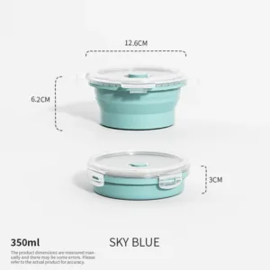 Collapsible Food Storage Containers Foldable Silicone Lunch Containers with Lids, Rectangle Collapsible Bowls Round Food Bowls — image 19