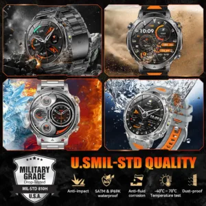 2026 New TANK Ultra 1400mAh Battery Military Smart Watch 10ATM Waterproof Heart Rate Tactical LED Flashlight Men Sports Bracelet — image 5