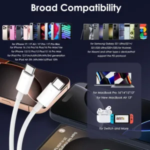 1.8M USB C to Type C Fast Charging Cable for Xiaomi Huawei Samsung Iphone 17 16 15 Series 60W Safe and Efficient Charger Line — image 6