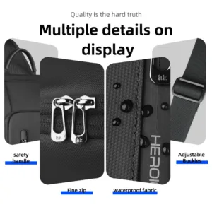 HK Anti-theft Men's Shoulder Bag Waterproof Chest Crossbody Bag with USB Oxford Leisure Satchel Multi-Pockets Sling Bag for Male — image 5