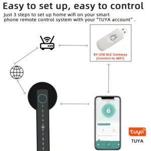 RAYKUBE M5 Tuya BLE Smart Fingerprint Door Lock Digital Electronic Lock with Password/Key/IC Card/ Smartlife/ Tuya APP Unlock — image 4