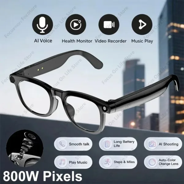 AI Smart Glasses 800W HD Camera Black Technology Image Translation Chat GPT Video Call Photo Waterproof For Men Women