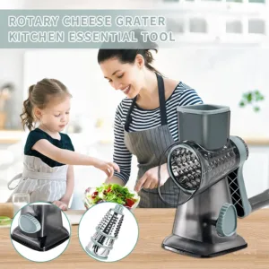 LMETJMA 3 in 1 Rotary Cheese Grater Versatile Manual Vegetable Slicer Peanut Nuts Grinder Cheese Vegetable Shredder Clear JT242 — image 6