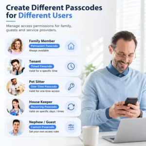 2026 Smart Fingerprint Door Lock App Control Keyless Digital Touchscreen Lock NFC IP67 Waterproof with 2 IC Cards — image 2