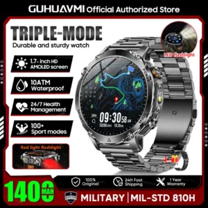 2026 New TANK Ultra 1400mAh Battery Military Smart Watch 10ATM Waterproof Heart Rate Tactical LED Flashlight Men Sports Bracelet — image 23