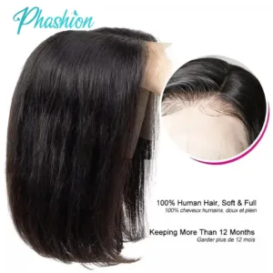 Phashion 2x6 4x4 Glueless Straight Short Bob Wigs With Natural Hairline For Black Women 100% Remy Human Hair Blunt Cut On Sale — image 2