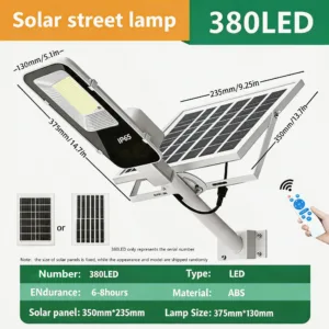 300W Powerful Solar Light Outdoor Solar Street Light 6000mah Waterproof Automatic Dusk to Dawn Street Light For Garage Garden — image 7