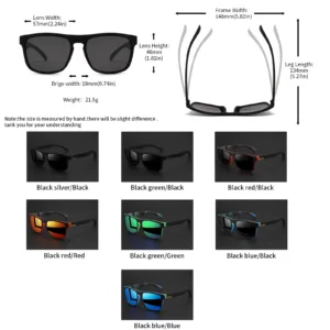 4PCS Men Classical Square Polarized Sports Sunglasses Lightweight PC Frame UV400 for Driving Fishing Cycling Unisex Durability — image 5
