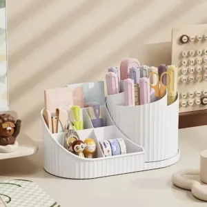 360° Rotating Vanity Makeup Organizer with Brush Holder, Large Spinning Cosmetic Storage for Skincare, Perfumes and Lotions — image 4
