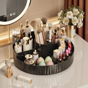 Rotating Cosmetic Storage Box, Multi - compartment Organizer for Lipsticks, Eyebrow Pencils & Brushes, Bathroom Skincare Storage — image 4