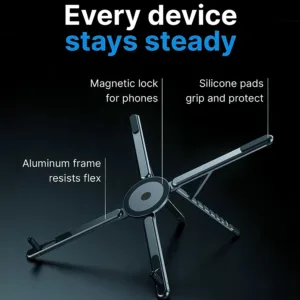 Foldale Magnetic Phone Holder Multi Form Adjustable Desktop Tablet Stand for iPhone 17~12 Tripod Handheld Mount Laptop Bracket — image 5