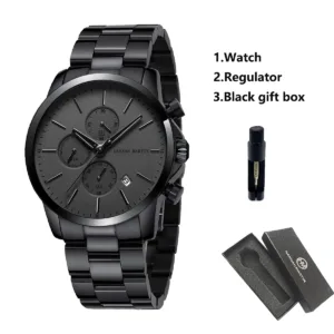 HANNAH MARTIN Brand Top Men Watch Black Stainless Steel Fashion Waterproof Sports Multifunctional Quartz Watch Relogio Masculino — image 18
