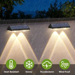 Solar Fence Lights Outdoor Solar Deck Light Warm White & RGB Solar Lights for Outside Backyard Patio Solar Powered Wall Lamp — image 4