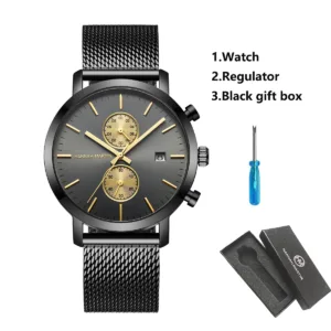 HANNAH MARTIN Brand Top Men Watch Black Stainless Steel Fashion Waterproof Sports Multifunctional Quartz Watch Relogio Masculino — image 15