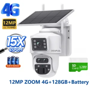 SHIWOJIA 15X ZOOM Solar Camera 4G 12MP Three Lens 360° View 5W Solar Panel Security Outdoor PTZ IP Camera 7800mAh Battery UBOX — image 10