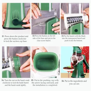 LMETJMA 5 in 1 Rotary Cheese Grater Shredder Kitchen Mandoline Vegetable Julienne Slicer Waffle Cutter Nut Chopper JT247 — image 20