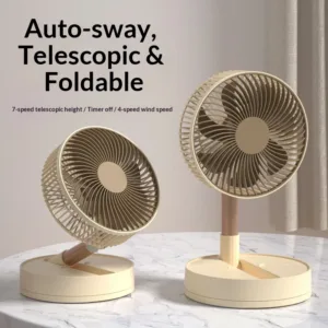 USB Foldable Portable Fan with 8inch 4 Speeds ＆ Timing, Battery Operated Mini Floor Fan for Bedroom, Indoor or Outdoor,Table Fan