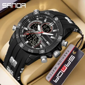 SANDA New 6162 Fashionable Men's Electronic Watch Sports Fashion Multifunctional Waterproof LED Men's Electronic Watch 2025 — image 2