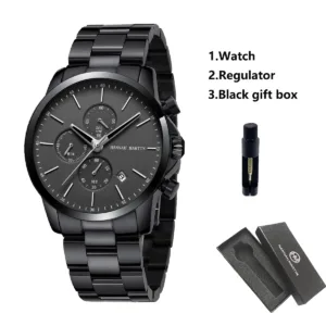 HANNAH MARTIN Brand Top Men Watch Black Stainless Steel Fashion Waterproof Sports Multifunctional Quartz Watch Relogio Masculino — image 17