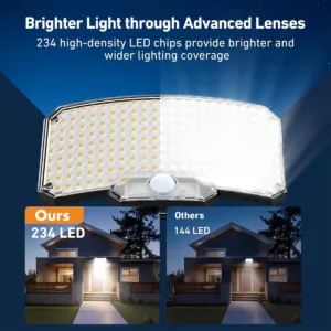 Solar Lights Outdoor 234LED 3 Modes Motion Sensor Flood Lights with Remote IP65 Waterproof Security Solar Lights for Outside — image 13