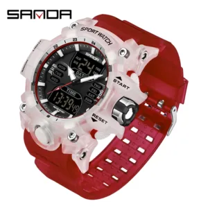 SANDA Luxury G Style Men's Electronic Watch Outdoor Sports LED Analog Digital Chronograph Military Dual Display 50M Waterproof — image 7