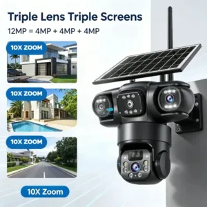 V380 Pro WiFi Triple Screens Solar Camera CCTV AOV 4G LTE Sim Card Video Surveillance Solar IP Camera PTZ 4G Security Protection — image 2
