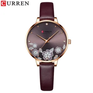 CURREN 9068 Women's Watch Quartz Wristwatch Slim Minimalist Printed Rhinestone Small-Dial Leather-Strap Women's Watch — image 7