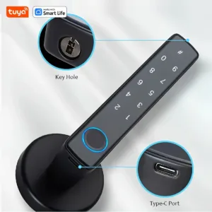 Tuya Bluetooth Biometric Electronic Lock Smart Fingerprint Password App Unlock Intelligent Door Handle Lock Home Security — image 3
