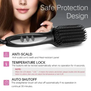 Hair Straightener Brush Comb Electric Hair Brushes Hot Comb Straightener For Hair Anti-scalding Ceramic Beard Straightener Brush — image 2