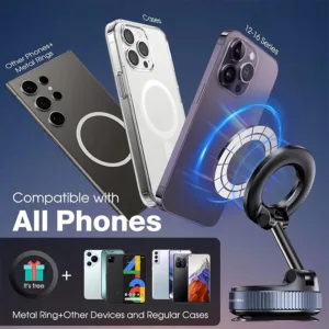 2026 New Vacuum Magnetic Phone Holder for Car - Suction Cup Phone Mount for MagSafe, 360° Rotatable Portable Strong Magnet Stand — image 5