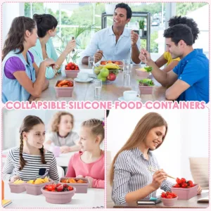 Collapsible Food Storage Containers Foldable Silicone Lunch Containers with Lids, Rectangle Collapsible Bowls Round Food Bowls — image 2