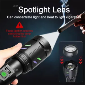 Ultra Powerful Windproof Fire Starting Flashlight Rechargeable High Power Torch Focused Light Source Can Light A Flame Lantern — image 2