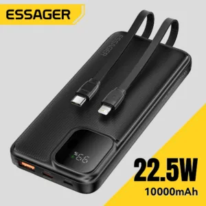Essager Portable Power Bank 20000mAh with Two Built-in Cables External Battery PD 22.5W Fast Charging For iPhone 17 16 15 Xiaomi — image 6