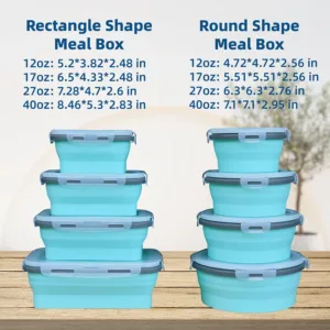 Collapsible Food Storage Containers Foldable Silicone Lunch Containers with Lids, Rectangle Collapsible Bowls Round Food Bowls — image 6