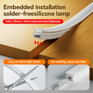 24V Neon LED Strip Light 2PIN Dupont Connector Cuttable 3-Color Optional Flexible for Kitchen Cabinet Closet Shelf Backlight